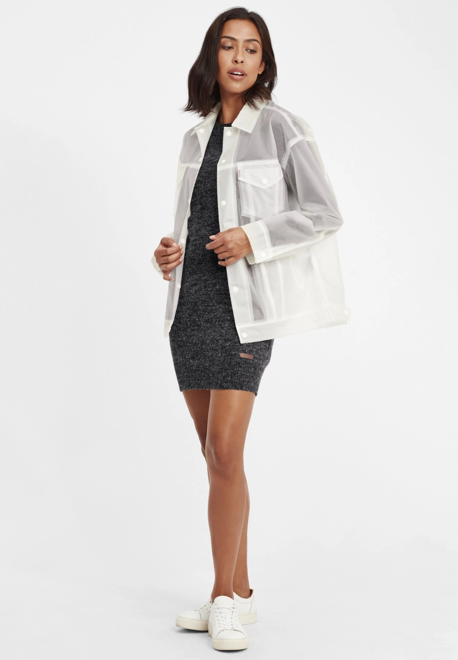 OXMO Oxnatti - Gebreide Jurk - Charcoal 4 OXMO Oxnatti - Gebreide Jurk - Charcoal - Afbeelding 2