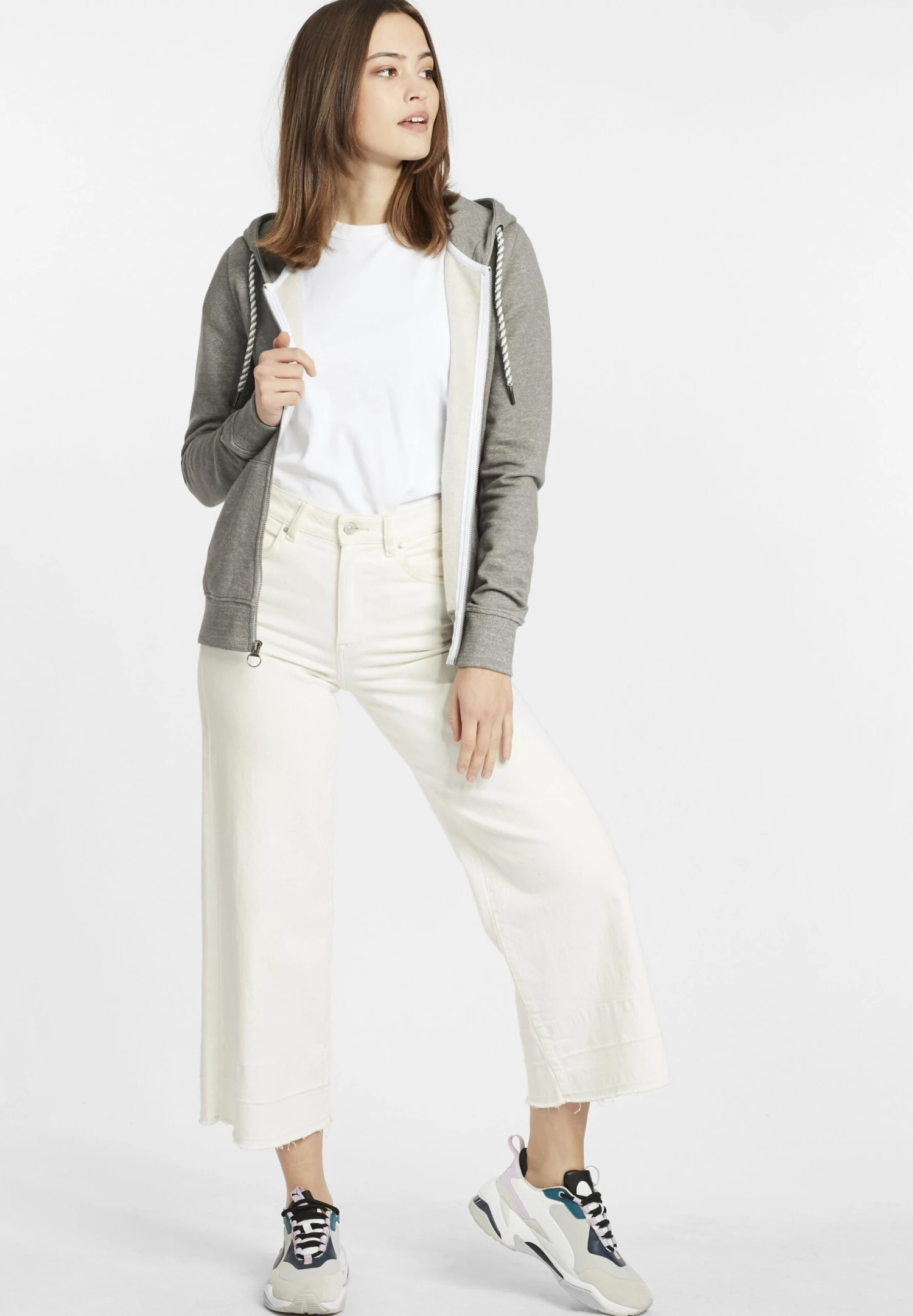 OXMO Celia - Sweater Met Rits - Medium Grey Melange 4 OXMO Celia - Sweater Met Rits - Medium Grey Melange - Afbeelding 2