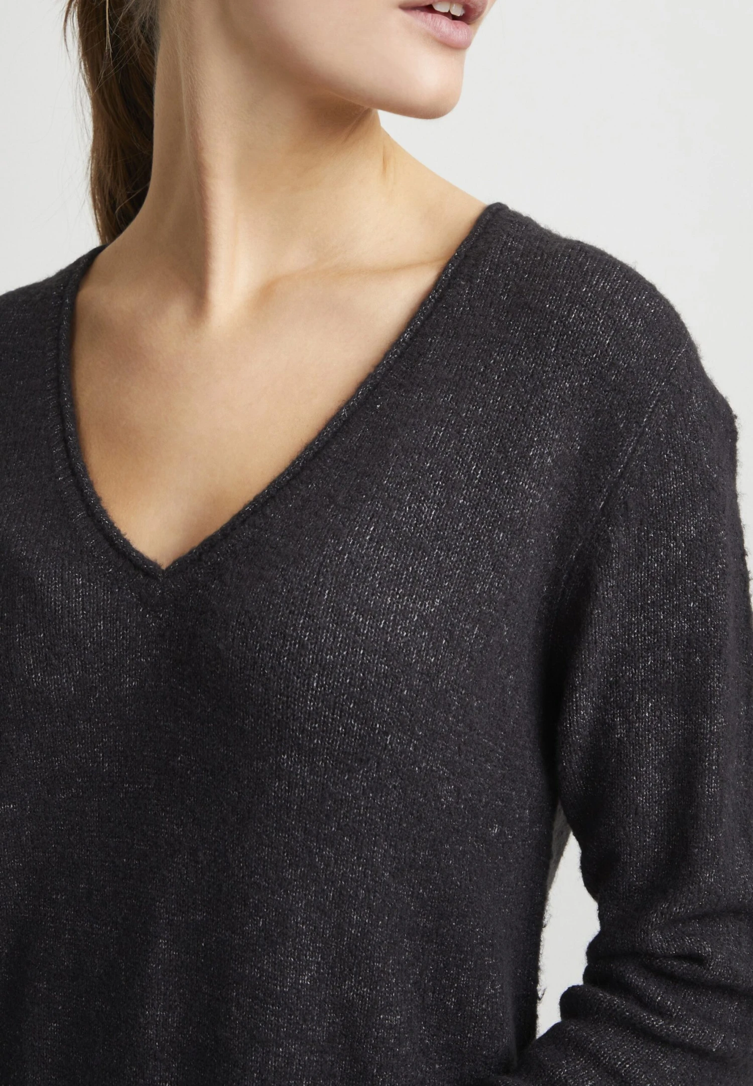 OXMO Oxida - Gebreide Jurk - Dark Grey Melange 6 OXMO Oxida - Gebreide Jurk - Dark Grey Melange - Afbeelding 4