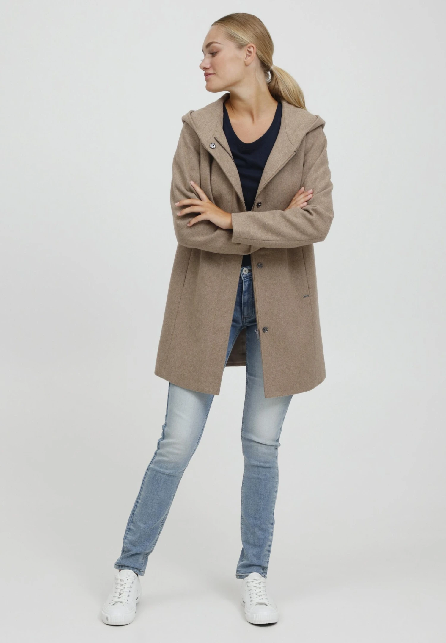 OXMO Oxnelina - Winterjas - Dune Melange 4 OXMO Oxnelina - Winterjas - Dune Melange - Afbeelding 2