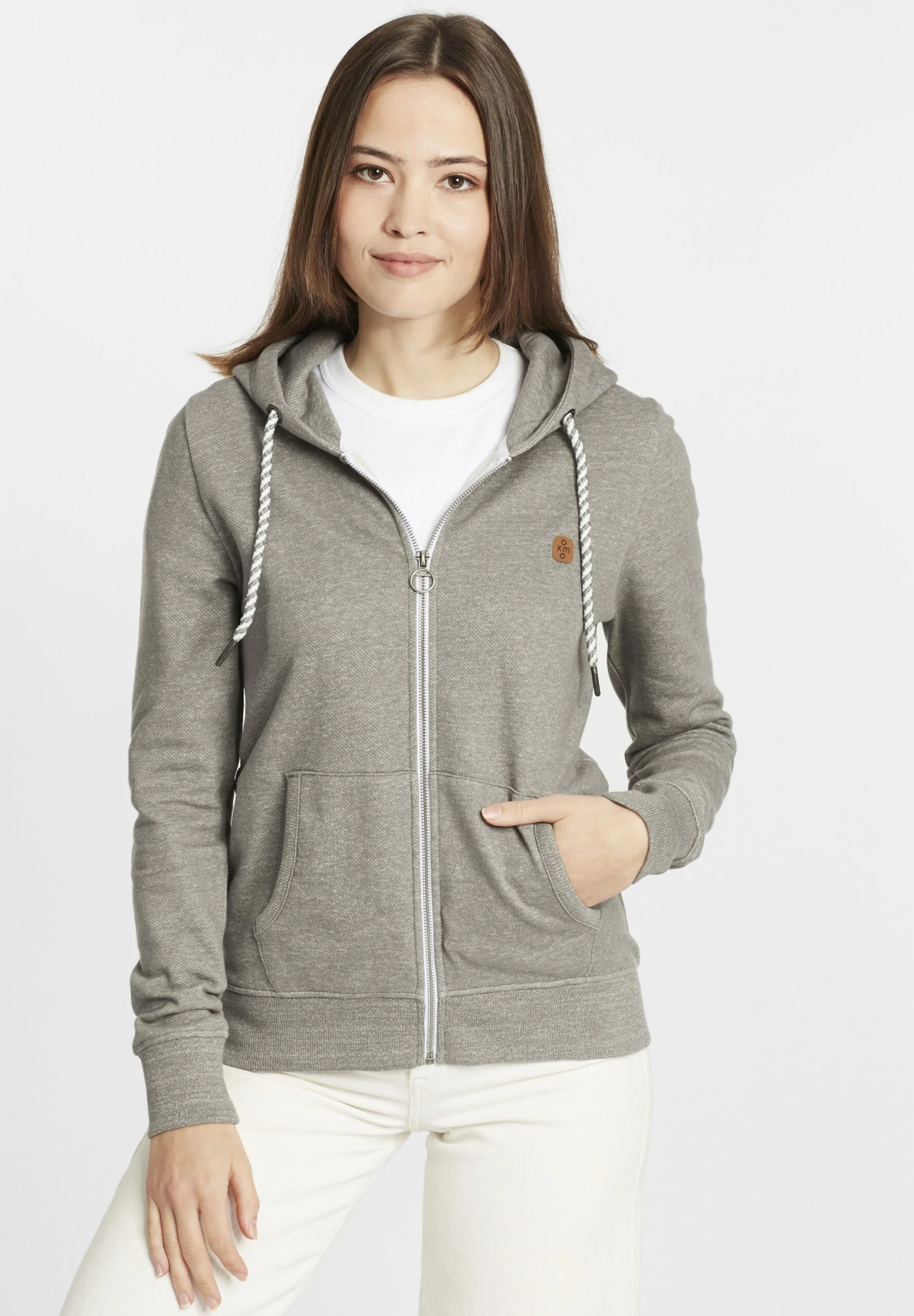 OXMO Celia - Sweater Met Rits - Medium Grey Melange 3 OXMO Celia - Sweater Met Rits - Medium Grey Melange